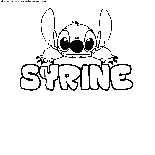 Coloriage prénom SYRINE - décor Stitch par un invité