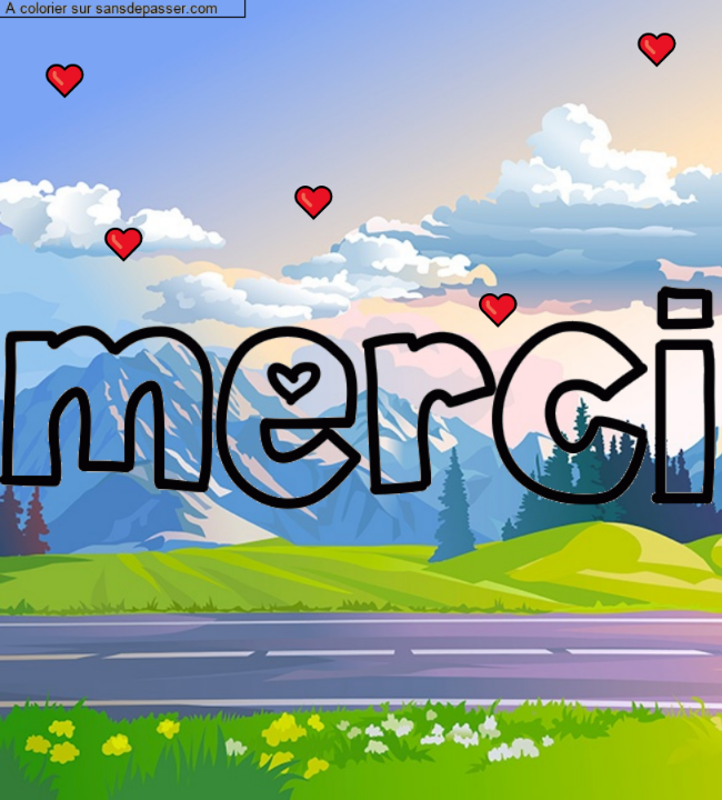 Coloriage pr&eacute;nom personnalis&eacute; "merci" par un invit&eacute;