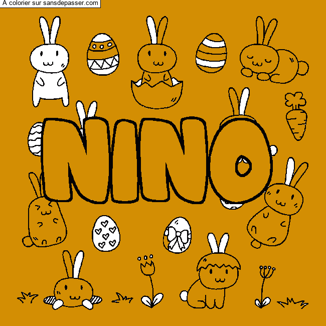 Coloriage prénom NINO - décor Paques par Nino2019