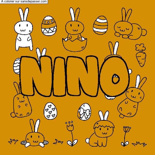 Coloriage pr&eacute;nom NINO - d&eacute;cor Paques par Nino2019
