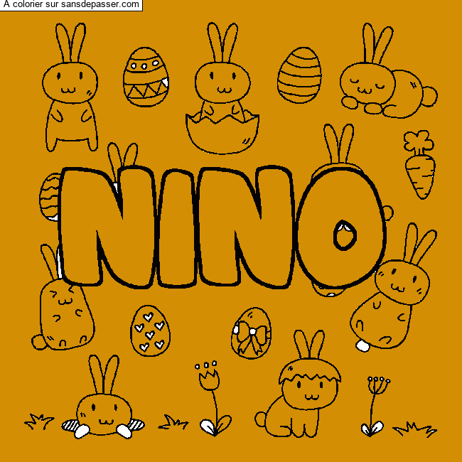Coloriage pr&eacute;nom NINO - d&eacute;cor Paques par Nino2019