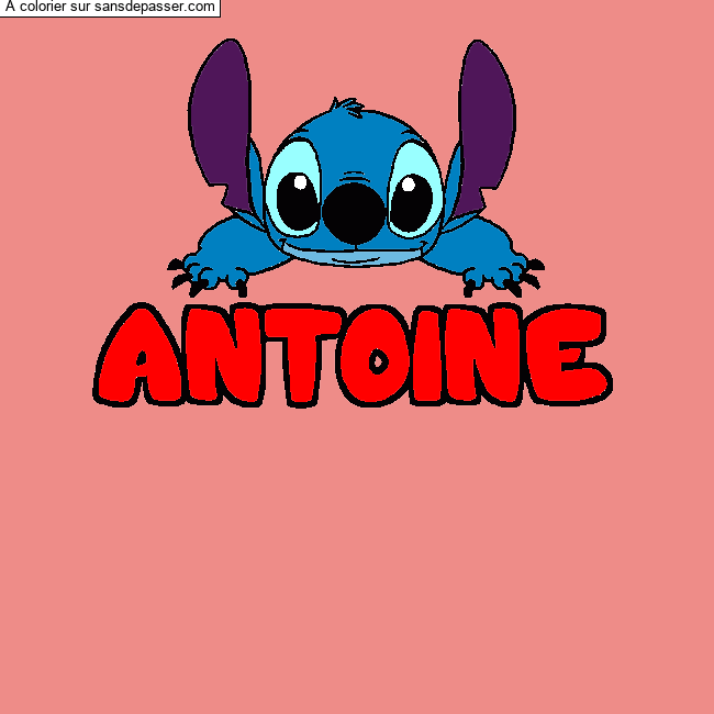 Coloriage pr&eacute;nom ANTOINE - d&eacute;cor Stitch par Enamlr