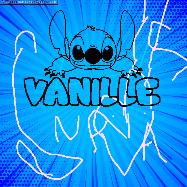 Coloriage pr&eacute;nom VANILLE - d&eacute;cor Stitch par Vanille