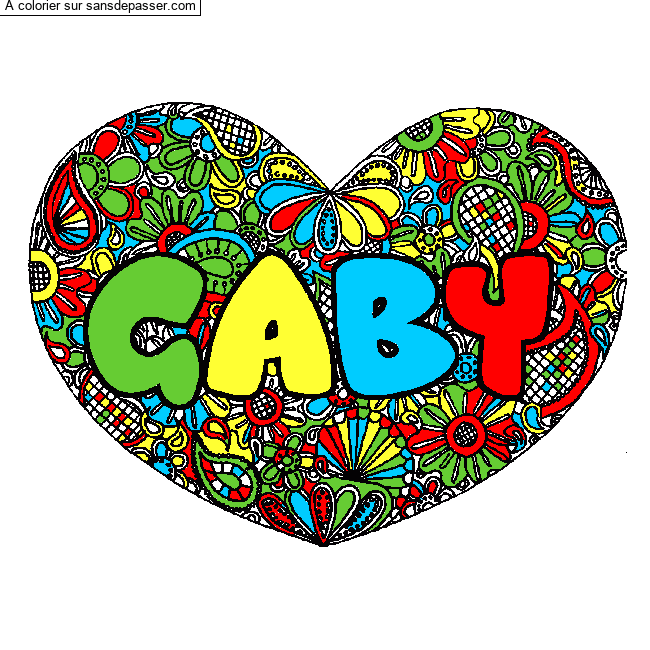 Coloriage GABY - d&eacute;cor Mandala coeur