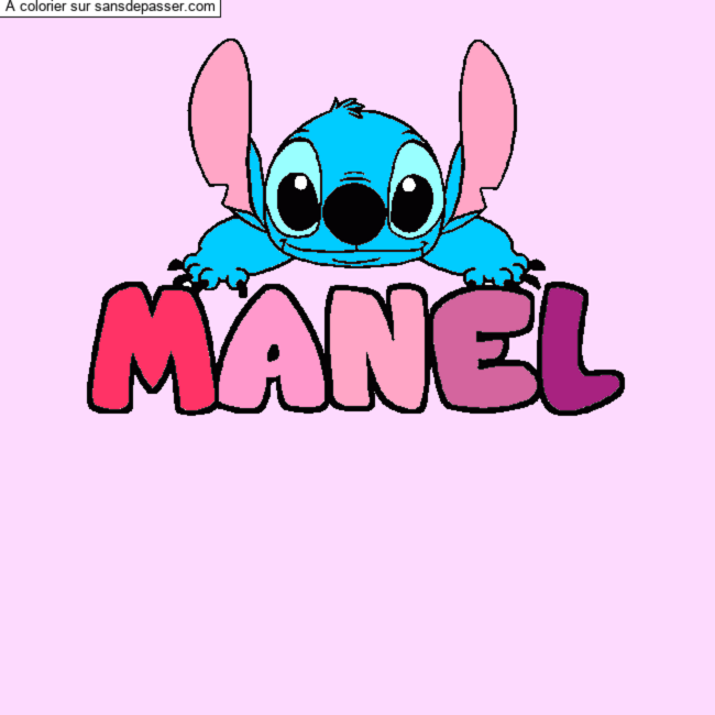 Coloriage pr&eacute;nom MANEL - d&eacute;cor Stitch par un invit&eacute;