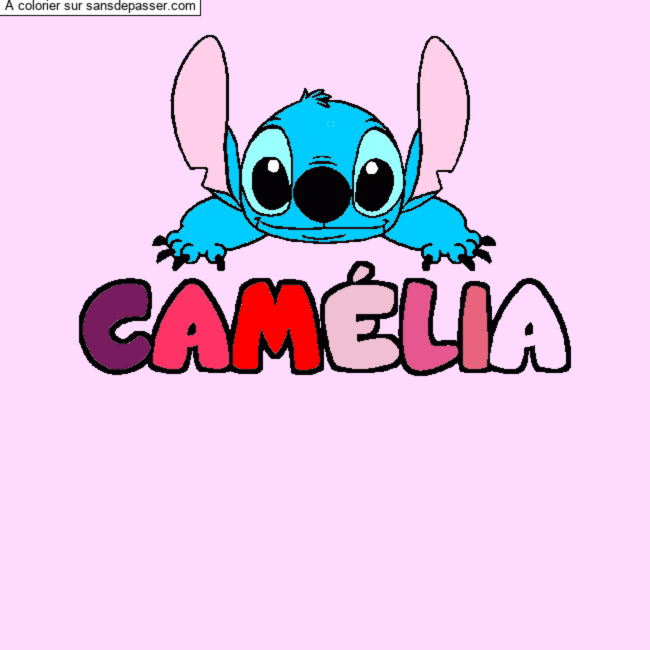 Coloriage pr&eacute;nom CAM&Eacute;LIA - d&eacute;cor Stitch par un invit&eacute;