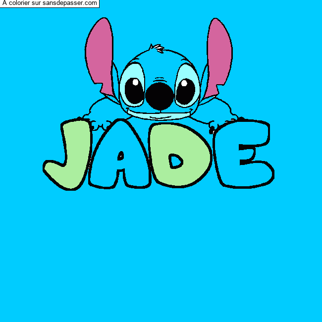 Coloriage pr&eacute;nom JADE - d&eacute;cor Stitch par un invit&eacute;