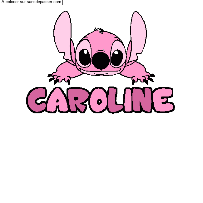 Coloriage pr&eacute;nom CAROLINE - d&eacute;cor Stitch par un invit&eacute;