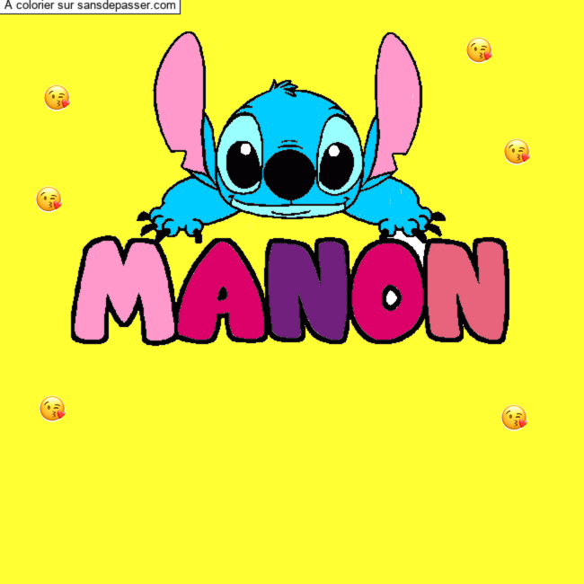 Coloriage pr&eacute;nom MANON - d&eacute;cor Stitch par un invit&eacute;
