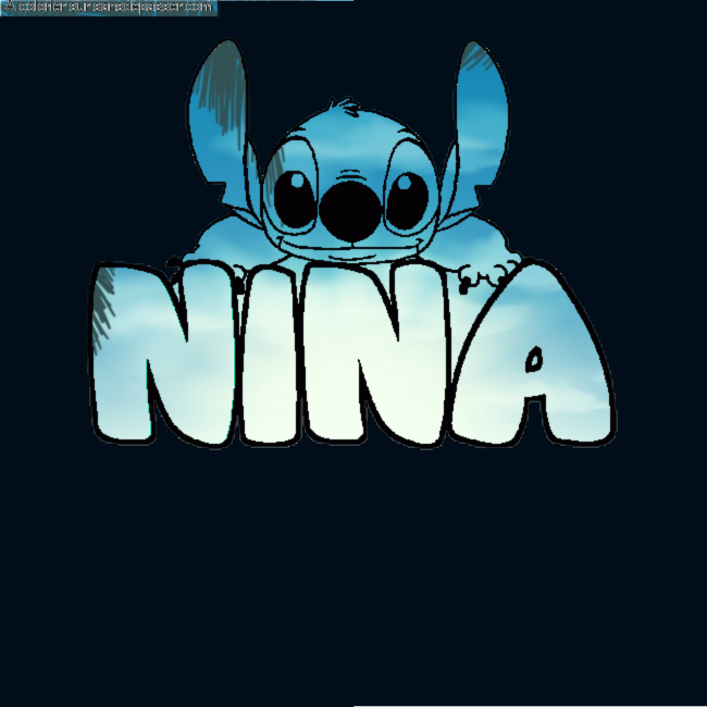 Coloriage pr&eacute;nom NINA - d&eacute;cor Stitch par un invit&eacute;