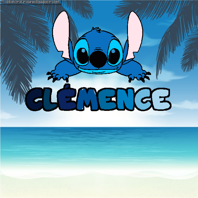Coloriage pr&eacute;nom CL&Eacute;MENCE - d&eacute;cor Stitch par un invit&eacute;