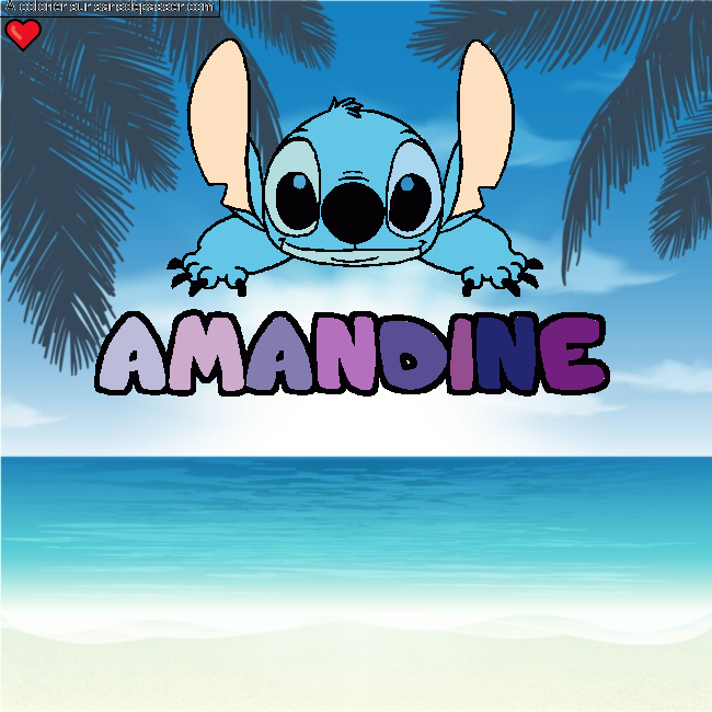 Coloriage Coloriage pr&eacute;nom AMANDINE - d&eacute;cor Stitch par un invit&eacute;