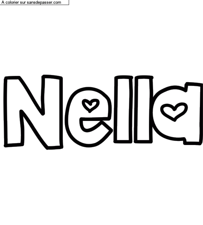 Coloriage pr&eacute;nom personnalis&eacute; "Nella" par Cindy 