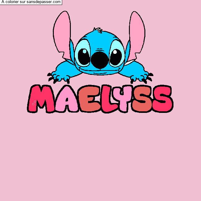 Coloriage pr&eacute;nom MAELYSS - d&eacute;cor Stitch par un invit&eacute;