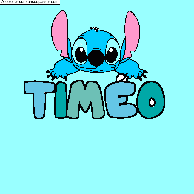 Coloriage pr&eacute;nom TIM&Eacute;O - d&eacute;cor Stitch par un invit&eacute;