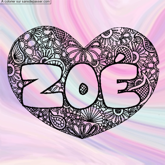 Coloriage pr&eacute;nom ZO&Eacute; - d&eacute;cor Mandala coeur par un invit&eacute;