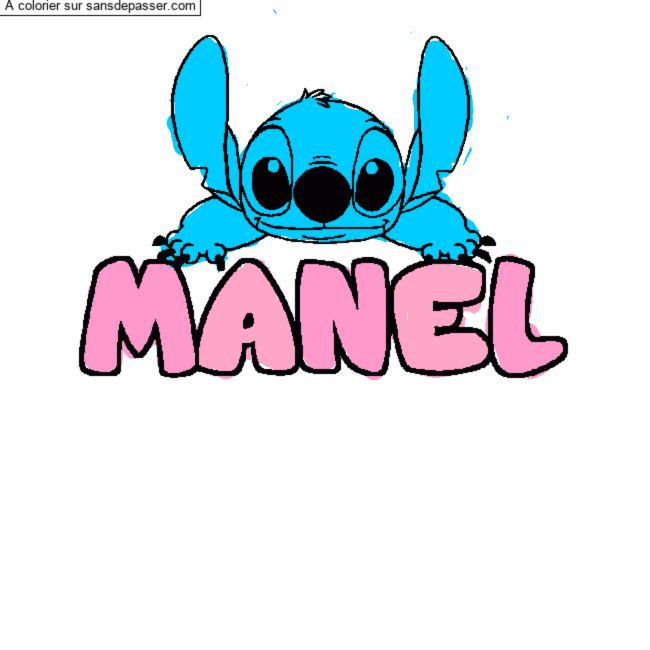 Coloriage pr&eacute;nom MANEL - d&eacute;cor Stitch par un invit&eacute;