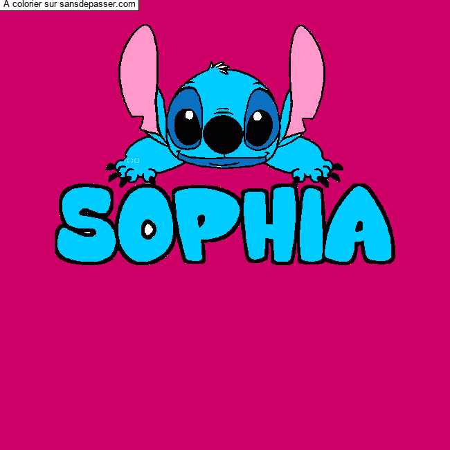 Coloriage pr&eacute;nom SOPHIA - d&eacute;cor Stitch par un invit&eacute;