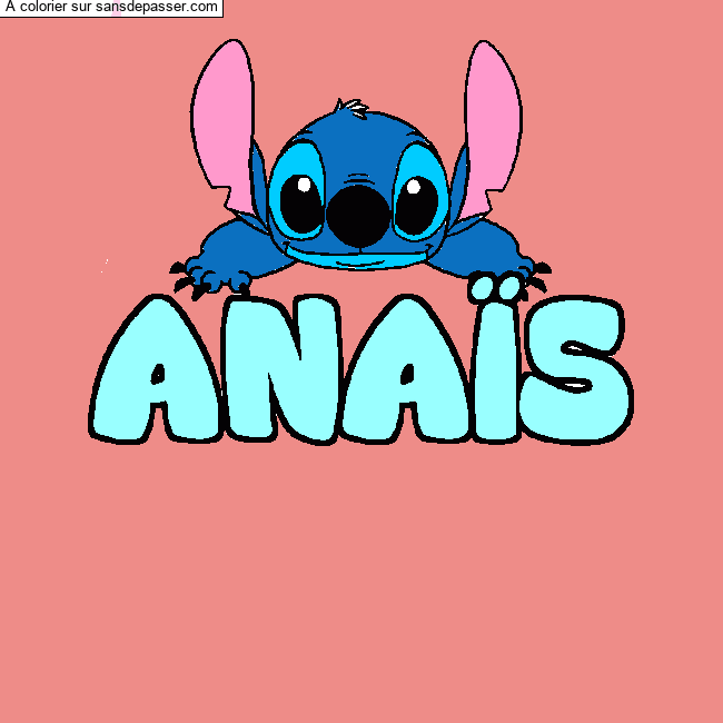 Coloriage pr&eacute;nom ANA&Iuml;S - d&eacute;cor Stitch par un invit&eacute;
