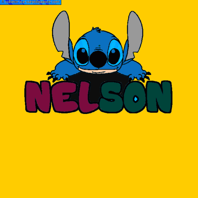 Coloriage prénom NELSON - décor Stitch par un invité