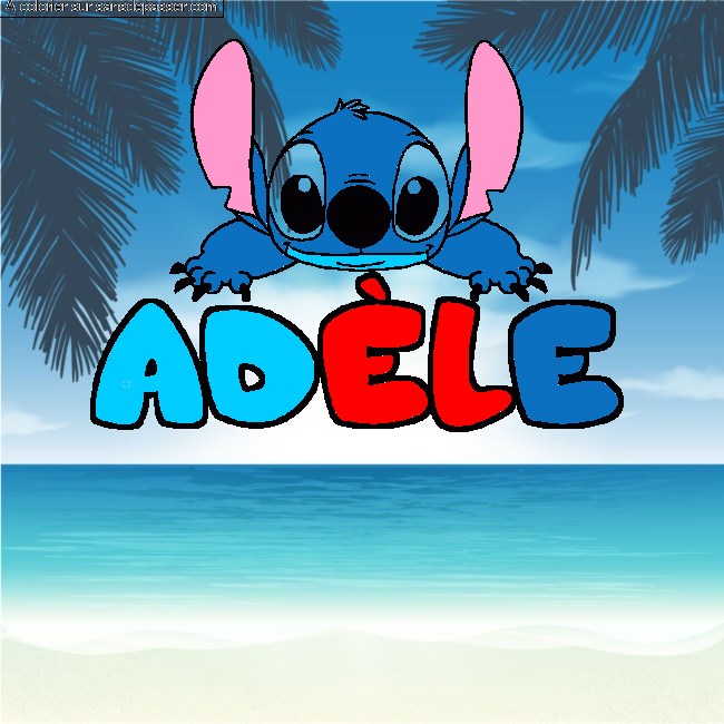 Coloriage pr&eacute;nom AD&Egrave;LE - d&eacute;cor Stitch par deldou