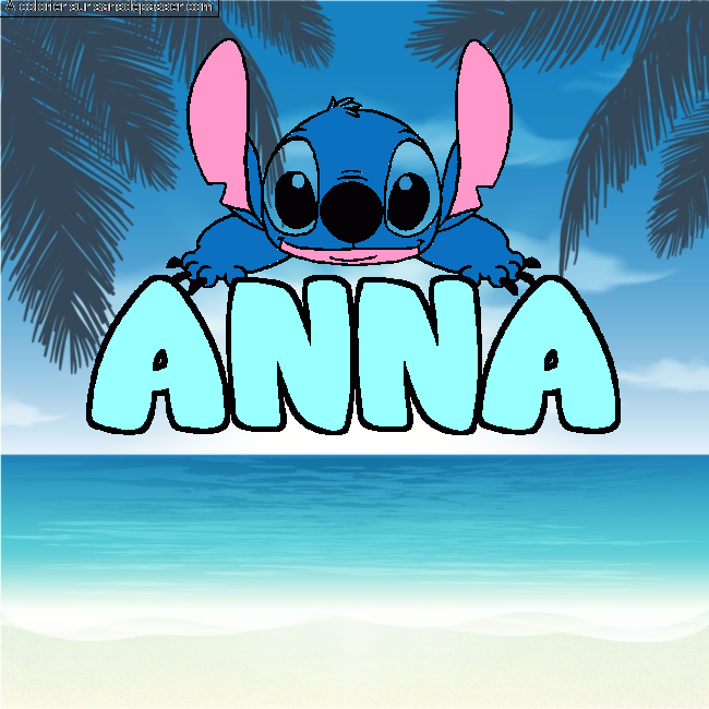 Coloriage pr&eacute;nom ANNA - d&eacute;cor Stitch par deldou