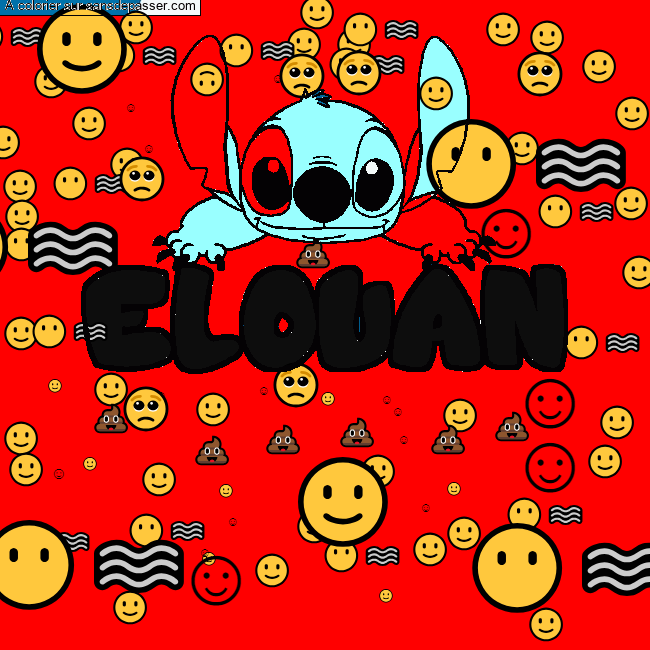 Coloriage pr&eacute;nom ELOUAN - d&eacute;cor Stitch par un invit&eacute;