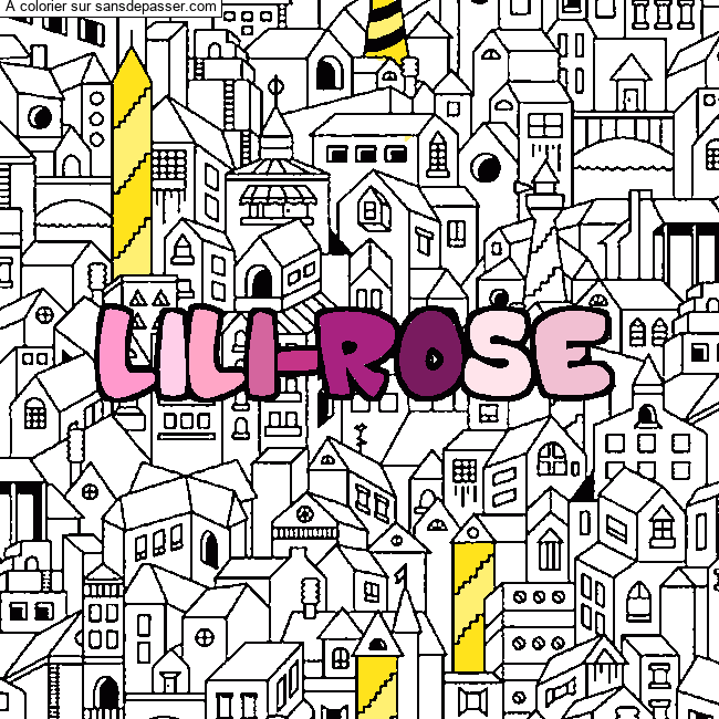 Coloriage pr&eacute;nom LILI-ROSE - d&eacute;cor Ville par un invit&eacute;