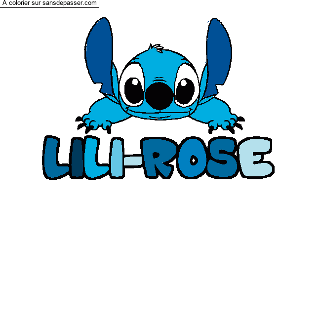 Coloriage pr&eacute;nom LILI-ROSE - d&eacute;cor Stitch par un invit&eacute;