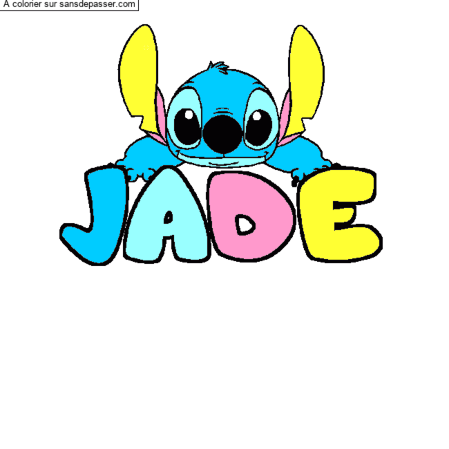 Coloriage pr&eacute;nom JADE - d&eacute;cor Stitch par un invit&eacute;