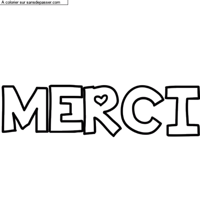 Coloriage pr&eacute;nom personnalis&eacute; "MERCI" par un invit&eacute;