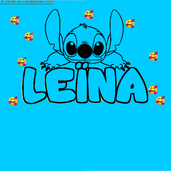 Coloriage pr&eacute;nom LE&Iuml;NA - d&eacute;cor Stitch par un invit&eacute;