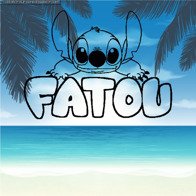 Coloriage pr&eacute;nom FATOU - d&eacute;cor Stitch par un invit&eacute;