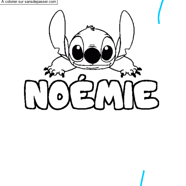 Coloriage pr&eacute;nom NO&Eacute;MIE - d&eacute;cor Stitch par un invit&eacute;