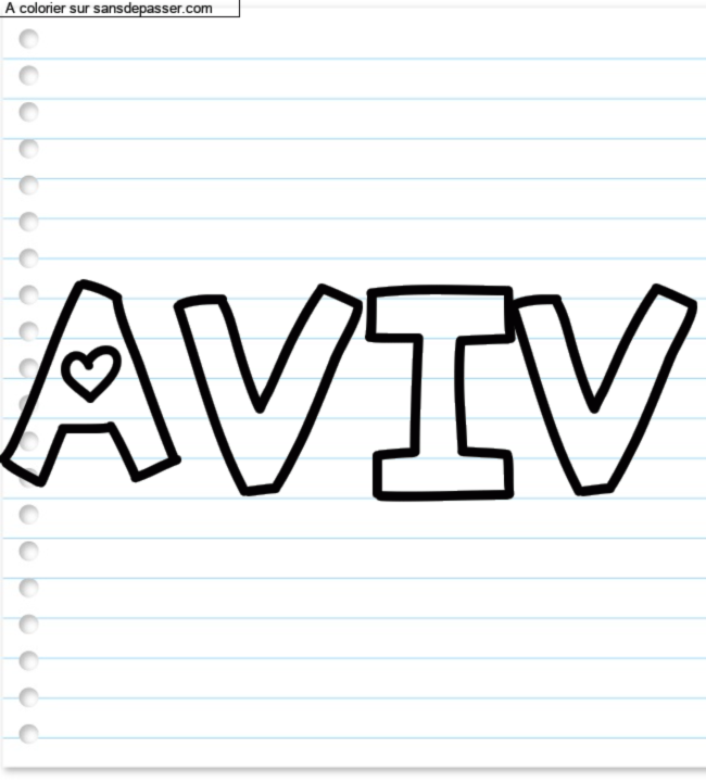 Coloriage pr&eacute;nom personnalis&eacute; "AVIV" par un invit&eacute;