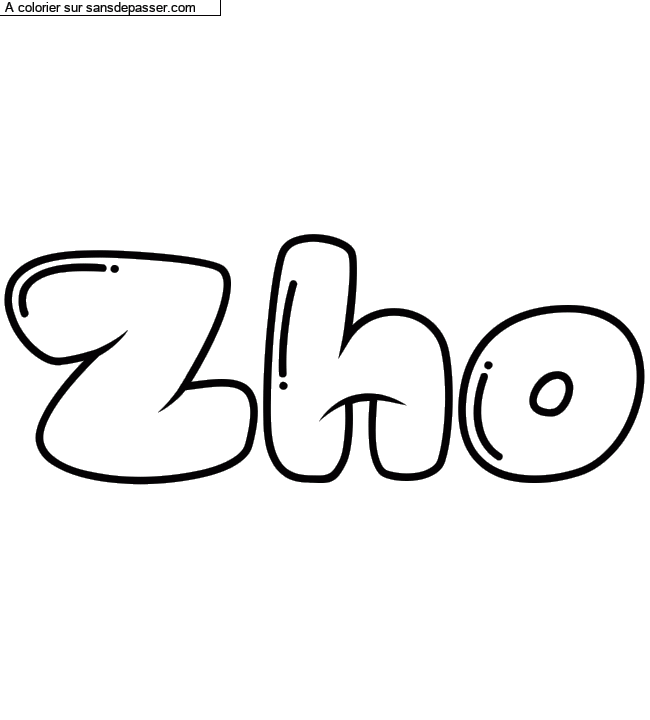Coloriage pr&eacute;nom personnalis&eacute; "Zho&eacute;" par un invit&eacute;