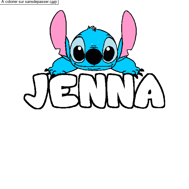 Coloriage pr&eacute;nom JENNA - d&eacute;cor Stitch par un invit&eacute;