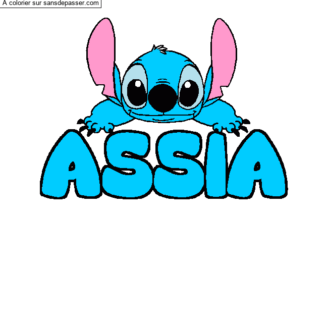 Coloriage Coloriage pr&eacute;nom ASSIA - d&eacute;cor Stitch par un invit&eacute;