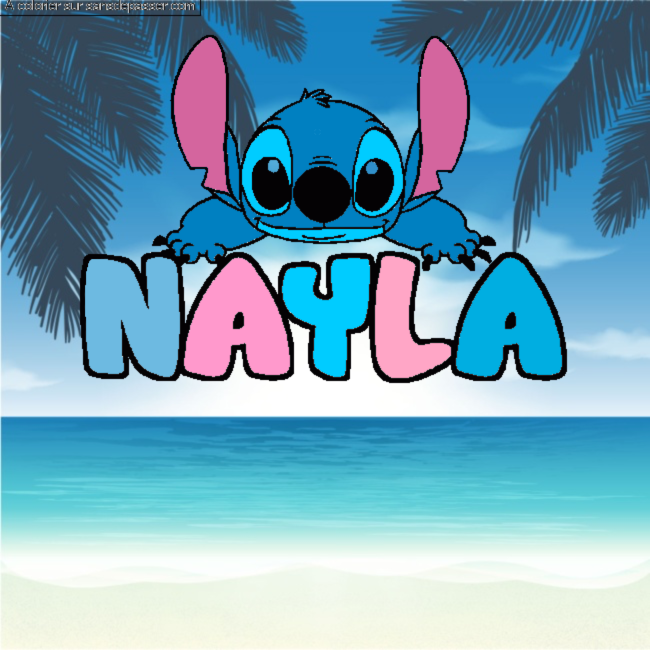 Coloriage pr&eacute;nom NAYLA - d&eacute;cor Stitch par un invit&eacute;