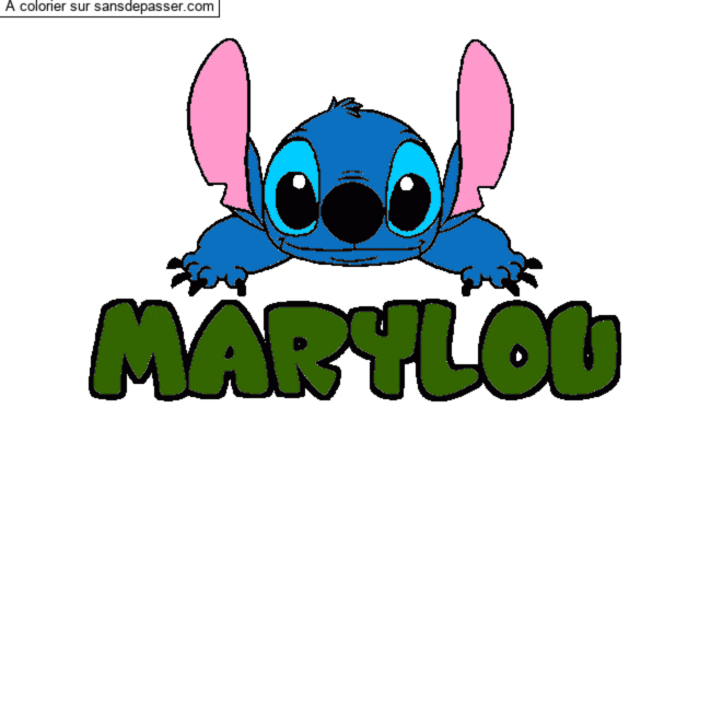 Coloriage pr&eacute;nom MARYLOU - d&eacute;cor Stitch par un invit&eacute;