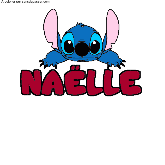 Coloriage pr&eacute;nom NA&Euml;LLE - d&eacute;cor Stitch par un invit&eacute;