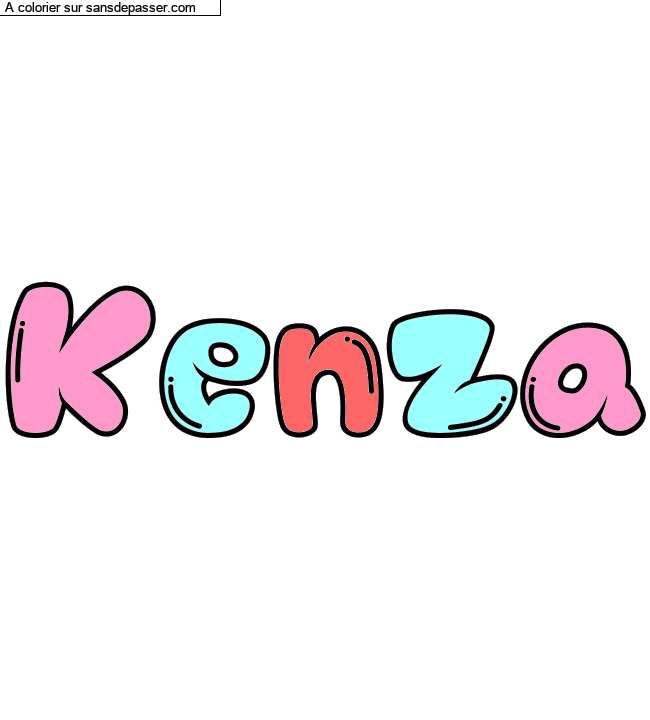 Coloriage pr&eacute;nom personnalis&eacute; "Kenza" par un invit&eacute;