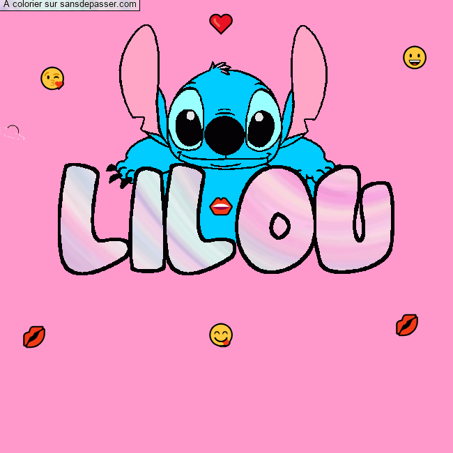 Coloriage pr&eacute;nom LILOU - d&eacute;cor Stitch par un invit&eacute;