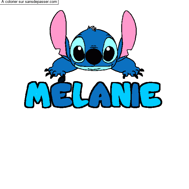 Coloriage pr&eacute;nom M&Eacute;LANIE - d&eacute;cor Stitch par un invit&eacute;