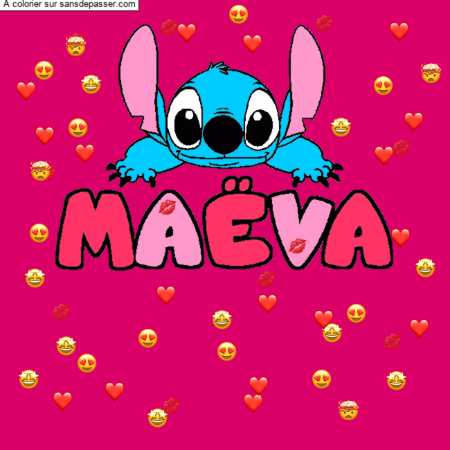 Coloriage Coloriage pr&eacute;nom MA&Euml;VA - d&eacute;cor Stitch par un invit&eacute;