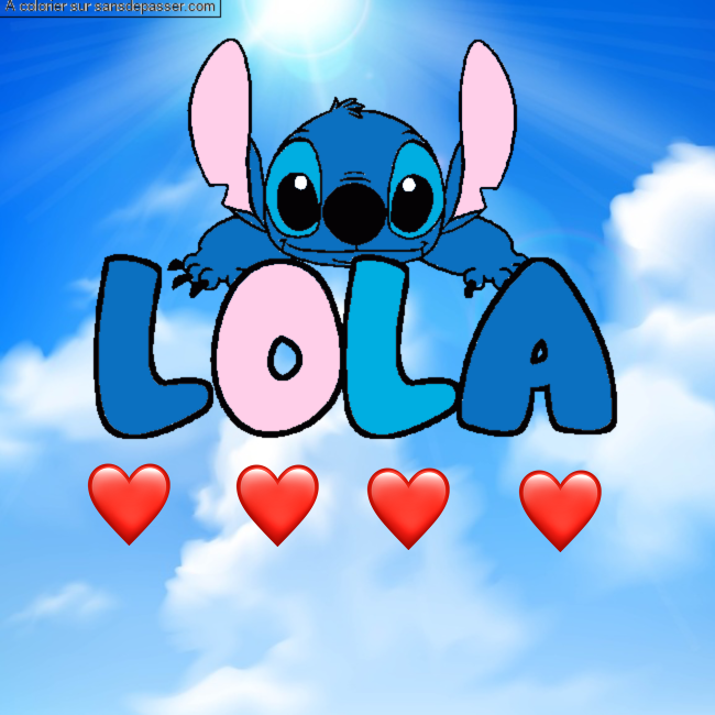 Coloriage pr&eacute;nom LOLA - d&eacute;cor Stitch par Lillys.12