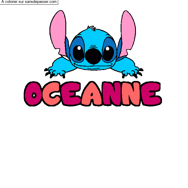 Coloriage Coloriage pr&eacute;nom OCEANNE - d&eacute;cor Stitch par un invit&eacute;