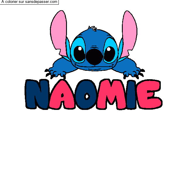 Coloriage Coloriage pr&eacute;nom NAOMIE - d&eacute;cor Stitch par un invit&eacute;