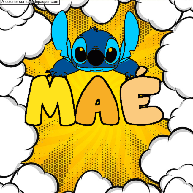 Coloriage Coloriage pr&eacute;nom MA&Eacute; - d&eacute;cor Stitch par un invit&eacute;