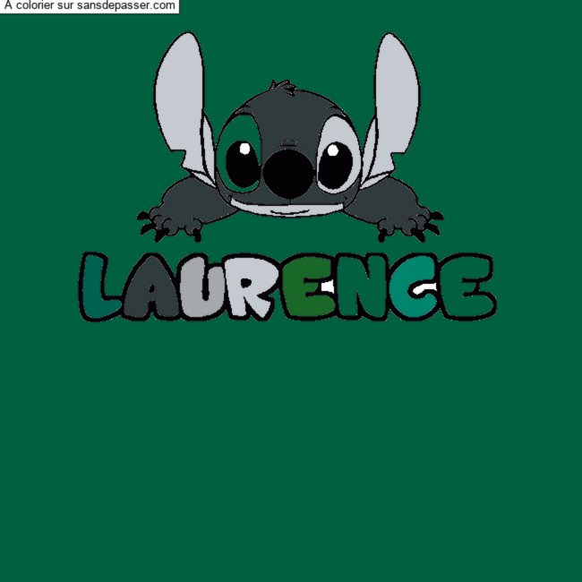 Coloriage Coloriage pr&eacute;nom LAURENCE - d&eacute;cor Stitch par un invit&eacute;